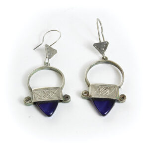 Tuareg Silver Earrings – Blue Jewel