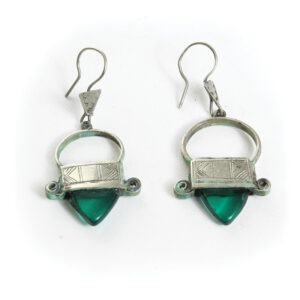 Tuareg Silver Earrings – Green Jewel