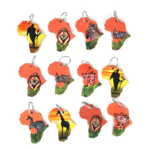 Set Of 12 Leather Safari Key Chains