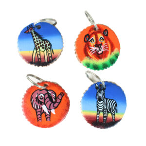 African Safari Round Leather Key Chain