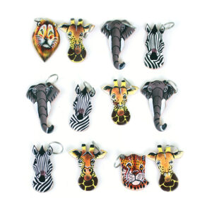 Set Of 12 Leather Animal Key Chains