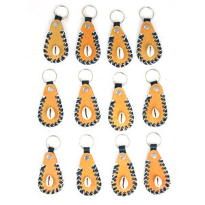 Set Of 12 Leather & Shell Key Chains