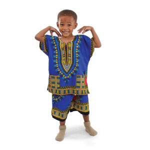 Children’s Dashiki & Shorts: Blue            – Large