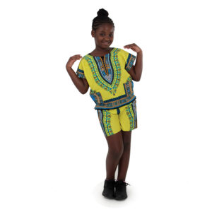 Children’s Dashiki & Shorts: Yellow          – Large