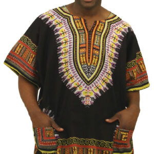 Traditional Print Dashiki: Black