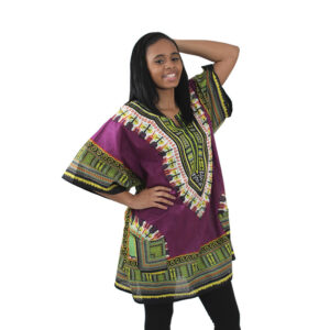 Traditional Print Dashiki: Purple