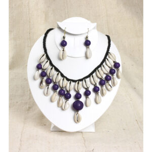 Cowrie Shell Jewelry Set                         – Purple