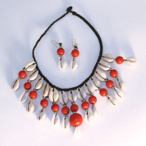 Cowrie Shell Jewelry Set – Red