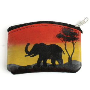 Leather African Coin Purse: Elephant