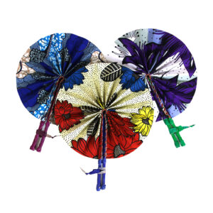 Set Of 12 Bright Leather African Folding Fans