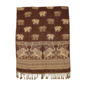 Elephant Print Pashmina Scarf: Brown