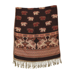 Elephant Print Pashmina Scarf: Dark Brown