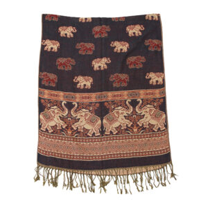 Elephant Print Pashmina Scarf: Forest Green