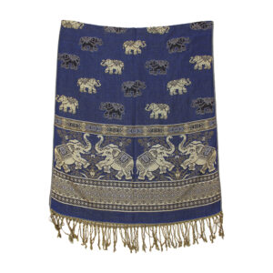 Elephant Print Pashmina Scarf: Navy