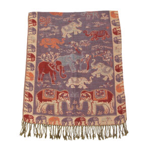 Luxe Embroidered Elephant Pashmina Scarf: Gray