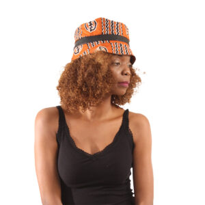 Gye Nyame Print Bucket Hat: Orange