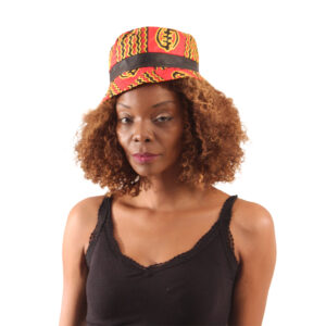 Gye Nyame Print Bucket Hat: Red