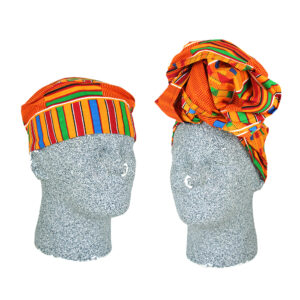 Kente Print Hat & Head Wrap Set: Style D