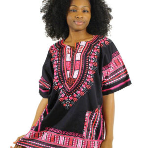 Traditional Dashiki: Black/Pink      LG