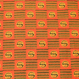 African Made Premium Gye Nyame Fabric: Orange