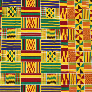 Burgundy & Green Kente Print Fabric 12 Yards