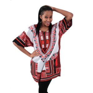 Traditional Dashiki: White/Red       LG