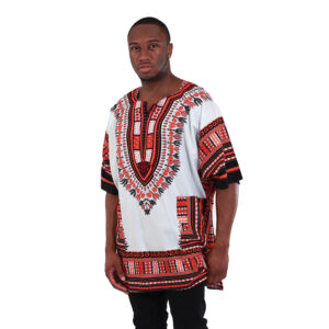 King-Sized Dashiki: White/Red        2X