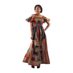 Traditional Print Princess Dress: Dark Green