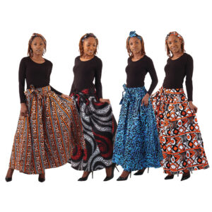 Set Of 4 African Print Long Skirts