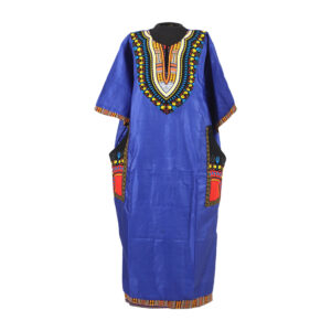 Polished Traditional Print Dress – Blue