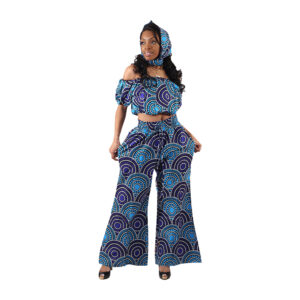 African Print Crop-Top Palazzo:Style A:LG/XL