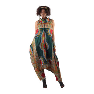 Big Dashiki Zip Jumpsuit: Green