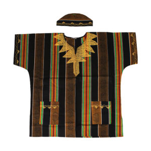 Embroidered Kente #4 Dashiki & Cap