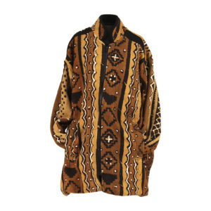 Mid-Length Mud Cloth Coat – No Collar