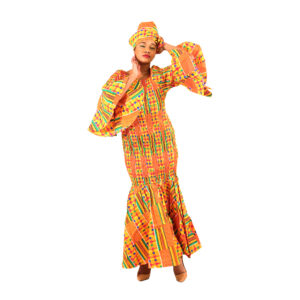 Kente #1 Bell Sleeve Mermaid Dress