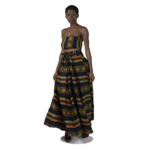 Kente #4 Black Long Skirt