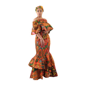 African Print Ruffled Mermaid Dress