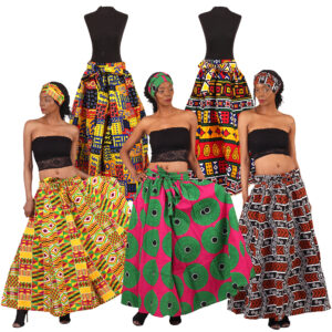 Set of 5 Bold Ankara Print Long Skirts