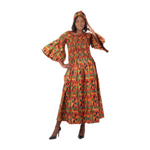 Kente Flare-Sleeve Stretch Top Dress: #2