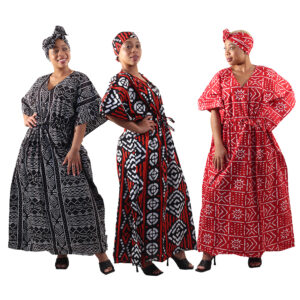 Set of 3 African Mud-Print Kaftans – ASSORTED