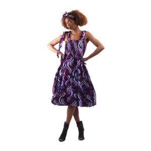 Ankara Print Smocked Tie Shoulder Dress: Style C