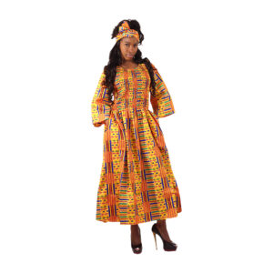 Kente Smocked-Top Long Dress – ONE SIZE: #1