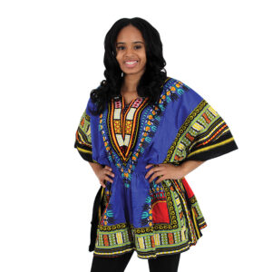 Traditional Elastic Dashiki: Blue