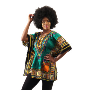 Traditional Elastic Dashiki: Green