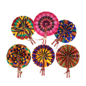 Set Of 6 Mini African Folding Fans