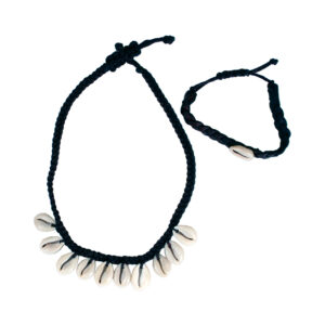 Black Cowrie Shell Choker & Bracelet Set – 1