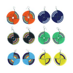 Set Of 6 Maasai Beaded Circle Earrings