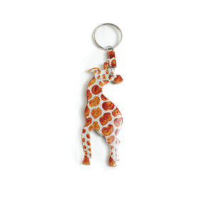 Painted Bone Giraffe Key Chain